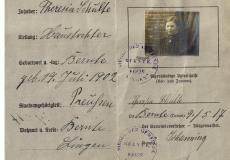 Alter Papierausweis 1917 mit Passfoto von Theresia Schulte