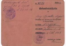 Papierener Erlaubnisschein 1918