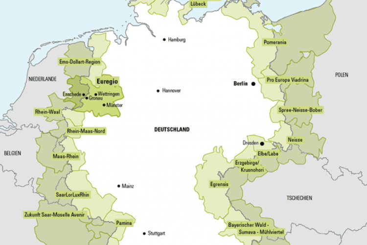 Die Euregios entalng der deutschen Grenze (Quelle: NZZ Grafik)